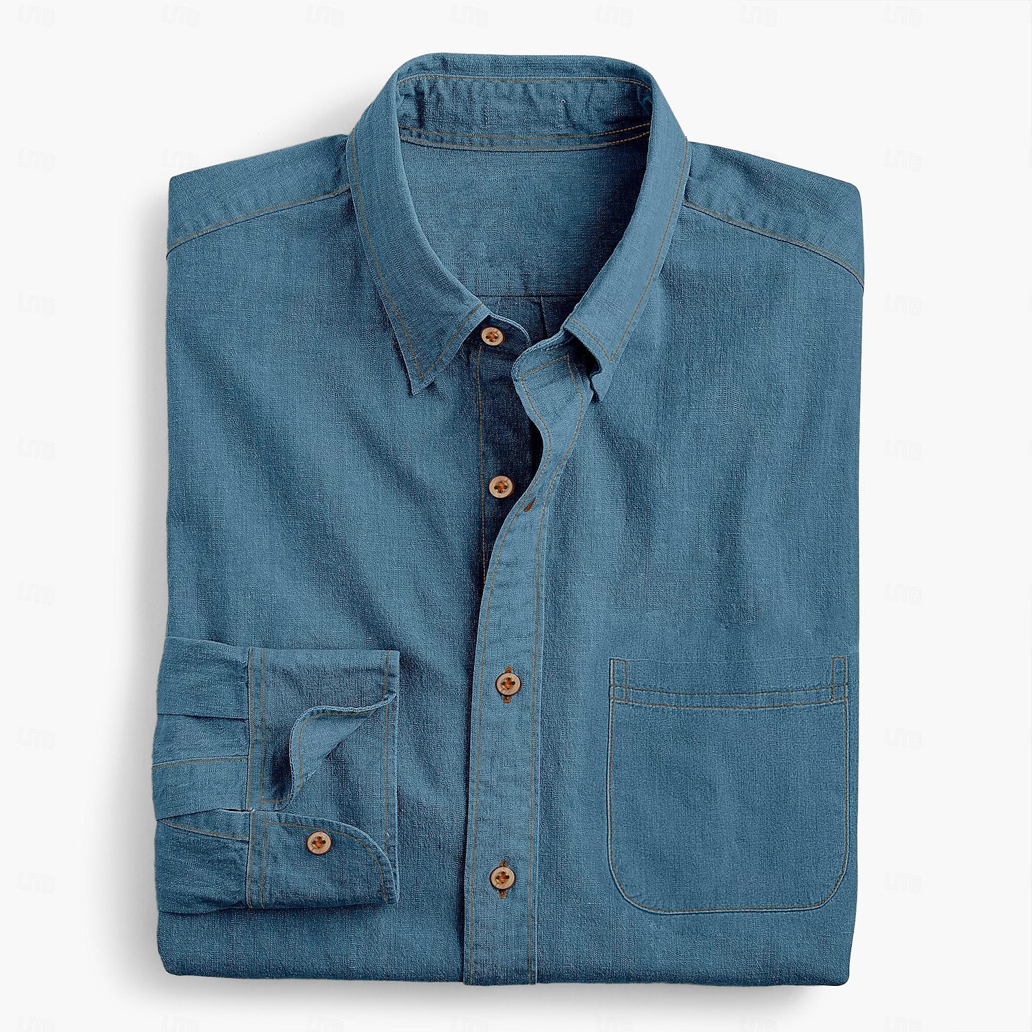 Herren Hemd Chambray-Hemd Calico-Hemd Knopfhemd Lässiges Hemd Denim Blue Schwarz Dunkel Blau Dunkelblau Langarm Glatt Kragen Täglich Urlaub Bekleidung Modisch Brautkleider schlicht 2026 - $31.99 –P5