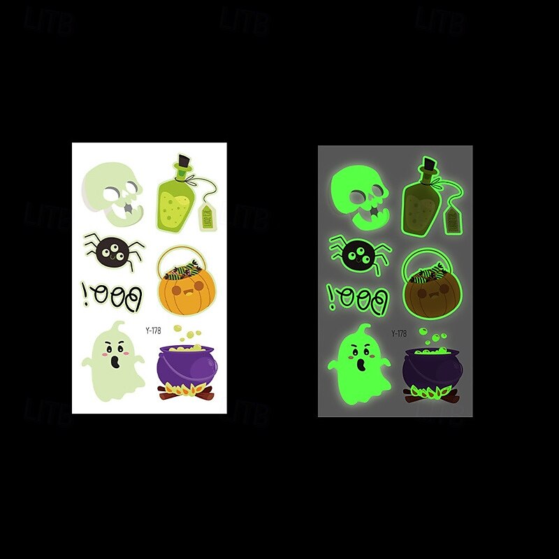 Autocollants de tatouage lumineux en toile d'araignée d'halloween, 10 pièces, autocollants de visage de fête de festival lumineux de dessin animé de 2025 ? $14.49 –P19