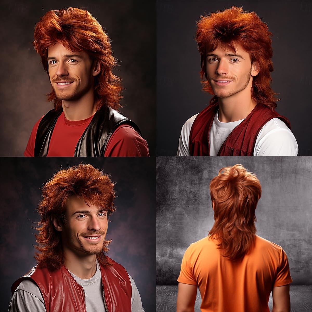 peruca ruiva loira mullet perucas engraçadas para adultos para homens peruca pop rock peruca joe dirt peruca para anos 70 peruca dos anos 80 peruca cosplay de carnaval perucas de festa de 2025 por GBP £12 –P3