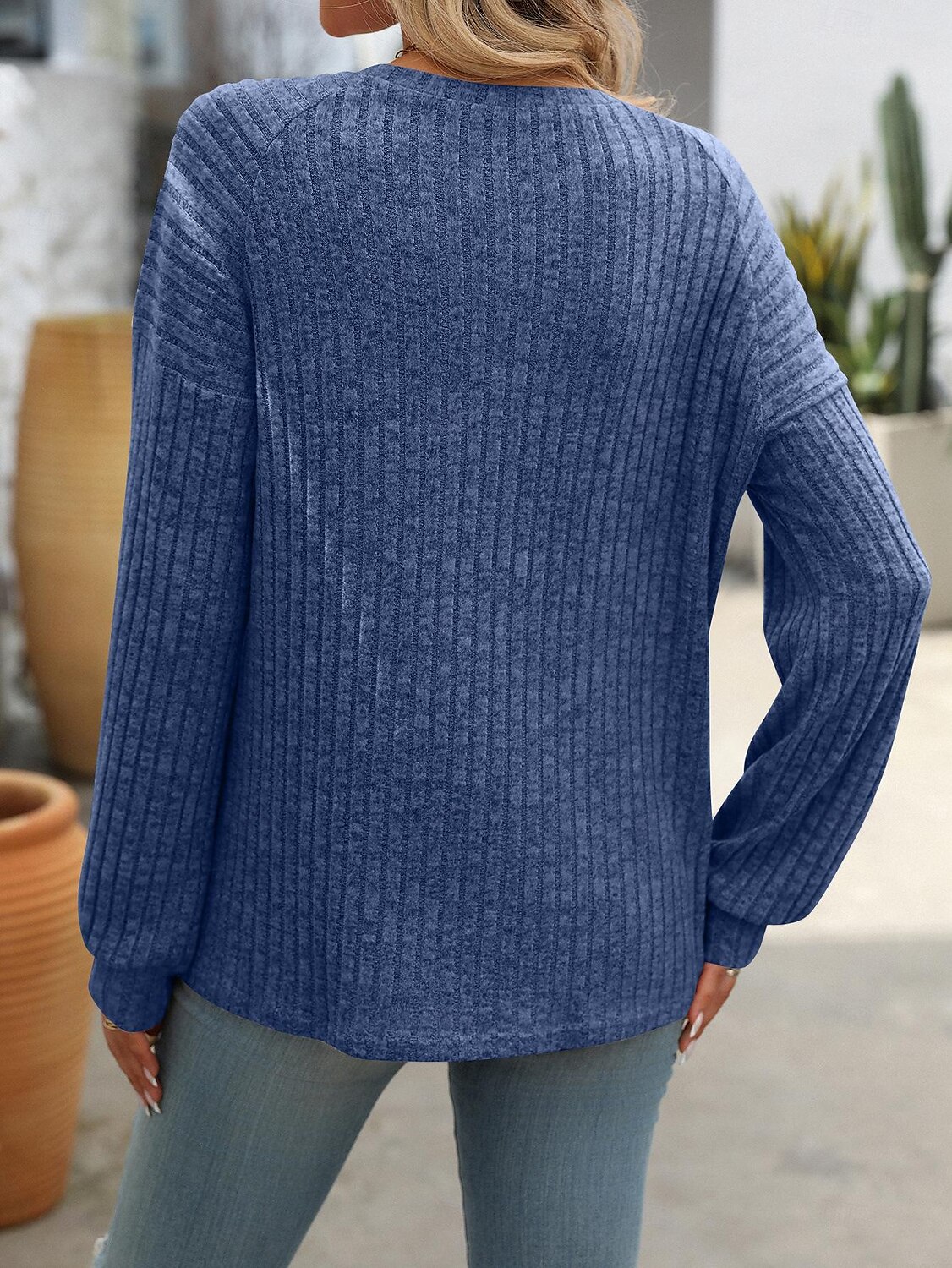 Dam Blus Ensfärgat Slät Stylish Modern Långärmad Rund hals Arbete Knappar Rodnande Rosa Blå Grön Kaki Vår Höst Vinter 2025 - $29.99 –P8