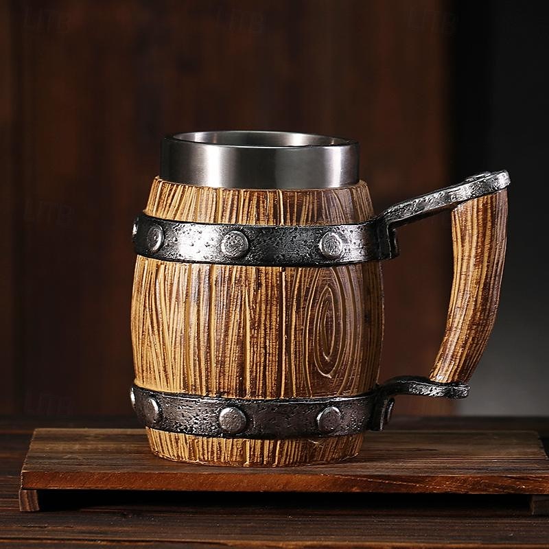 1pc Antique Viking Beer Mug - Wooden Barrel Cup with Stainless Steel Liner - Perfect Gift for Beer Lovers 2025 - $32.99 –P8