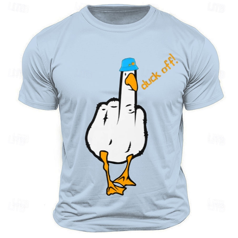 2025年 男性の面白い 'ダックオフ！' 中指ダックの言葉遊びグラフィックTシャツショートスリーブ  コレクション – $15.99 –P6