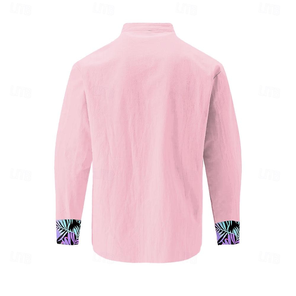 Men's Floral Shirt Summer Hawaiian Shirt Aloha Shirt Long Sleeve Shirt Turndown Hawaiian Resort Outdoor Street Casual Daily Pink S M L 2025 - $26.99 –P2