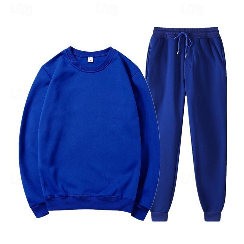 Herre Joggedress sweatsuit Joggedresser Svart Blå Oransje lysegrå Crew-hals عادي 2 deler Sport & Utendørs Daglig Ferie Gatemote Grunnleggende Fritid Vår & Vinter Klær Gensere Gensere 2025 - $22.99 –P1