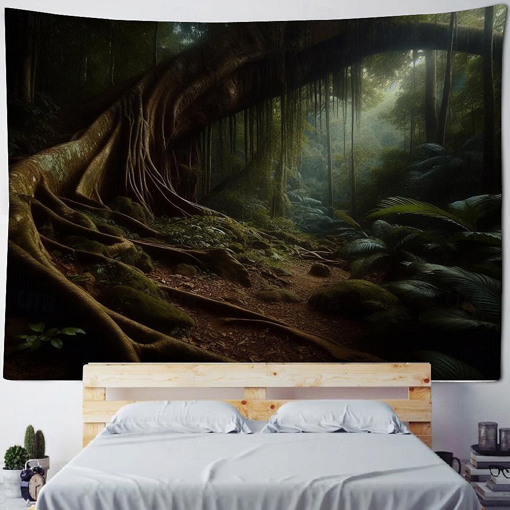 natur landskap blader hengende billedvev veggkunst stor billedvev veggmaleri dekor fotografi bakteppe teppe gardin hjem soverom stue dekorasjon 2025 - $16.99 –P8