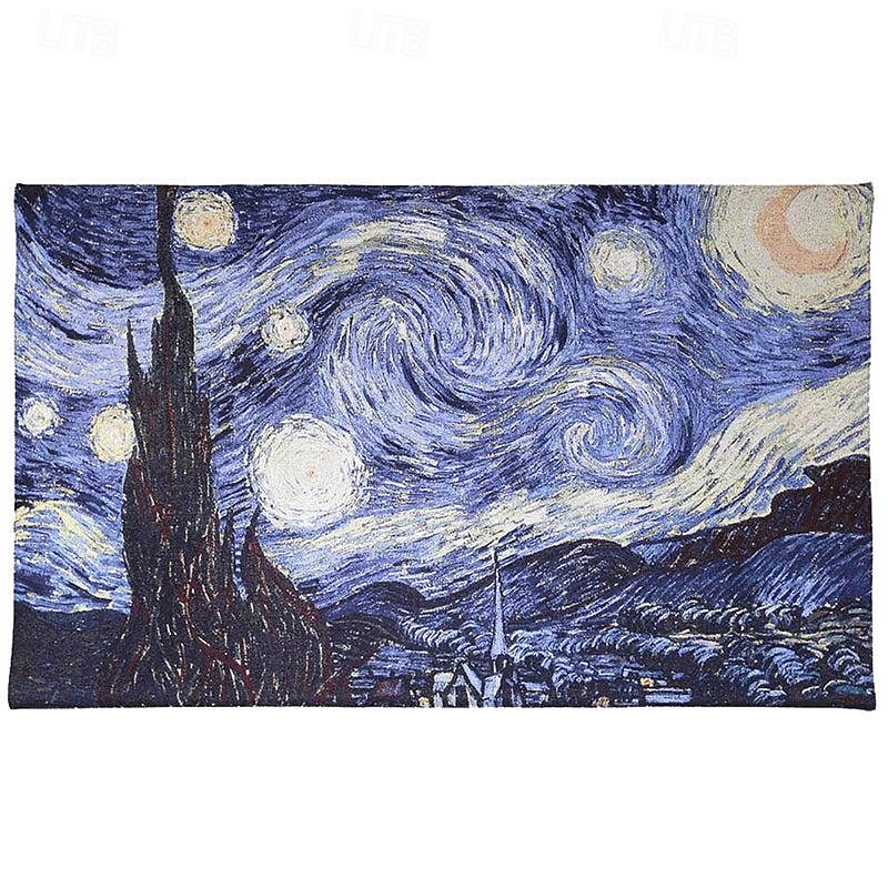Jacquardgewebter Wandteppich, Gobelin, Aubusson, Wandkunst, zum Aufhängen, großer Wandteppich, Reproduktion, Webstuhl, Baumwollgewebe, die Sternennacht, belgischer Wandteppich (ohne Quasten und 2025 - $129.99 –P5