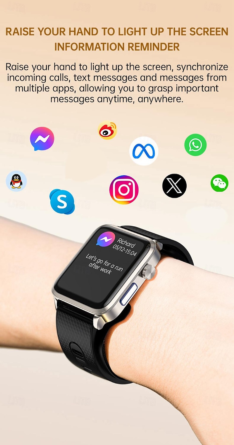 2025年 696 p300 エアポンプ 血糖値ウォッチ スマートウォッチ 1.83インチ ブルートゥース 歩数計 通話リマインダー 睡眠トラッカー Android iOS対応 メンズ ハンズフリー通話 メッセージリマインダー IP67 40mm コレクション – $144.99 –P19