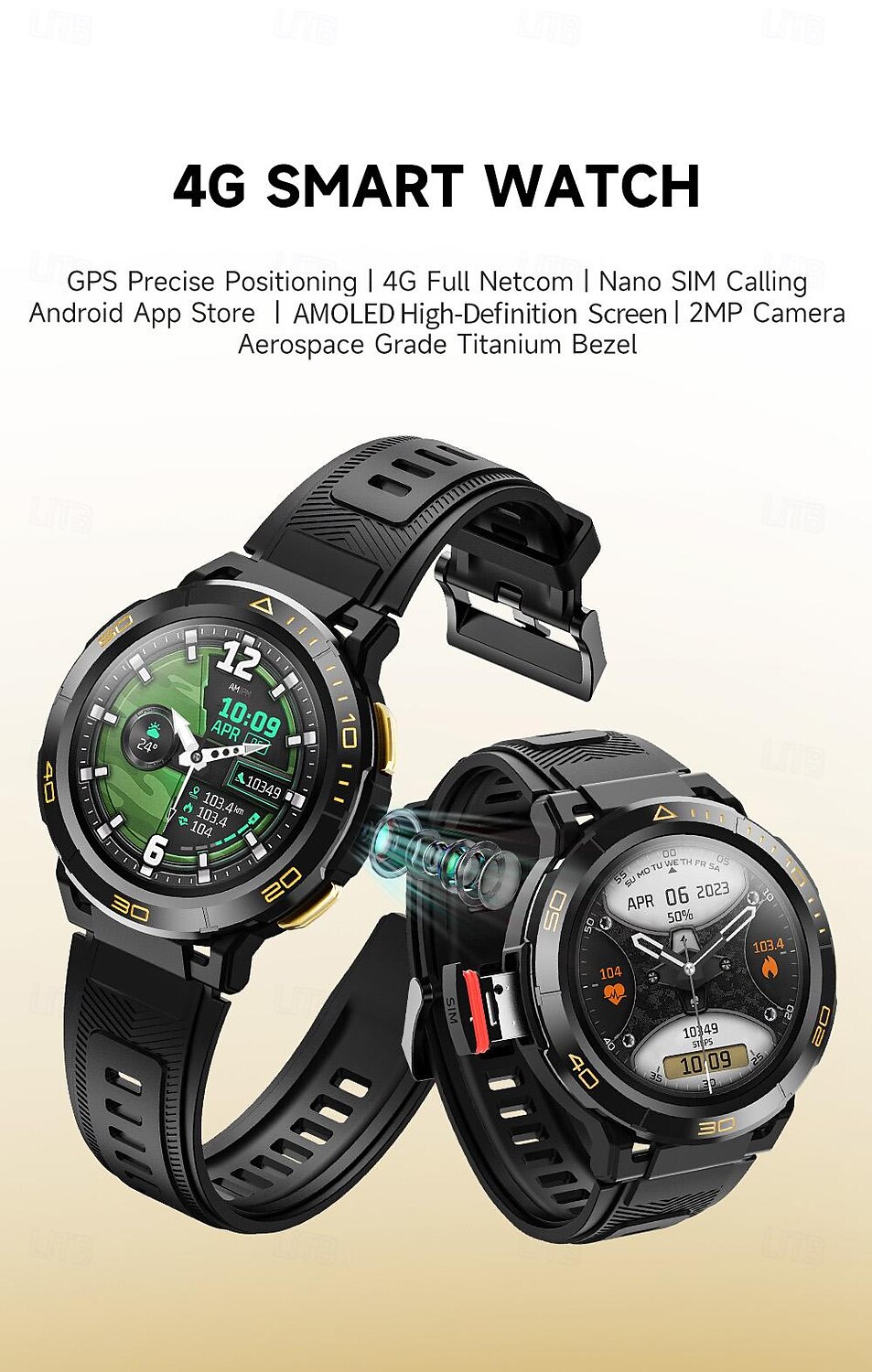 iMosi I6 Smart Watch 1.43 inch 4G LTE Cellular Smartwatch Phone 4G Pedometer Call Reminder Sleep Tracker Compatible with Null Men GPS Hands-Free Calls Waterproof IP 67 46mm Watch Case 2025 - $128.99 –P1