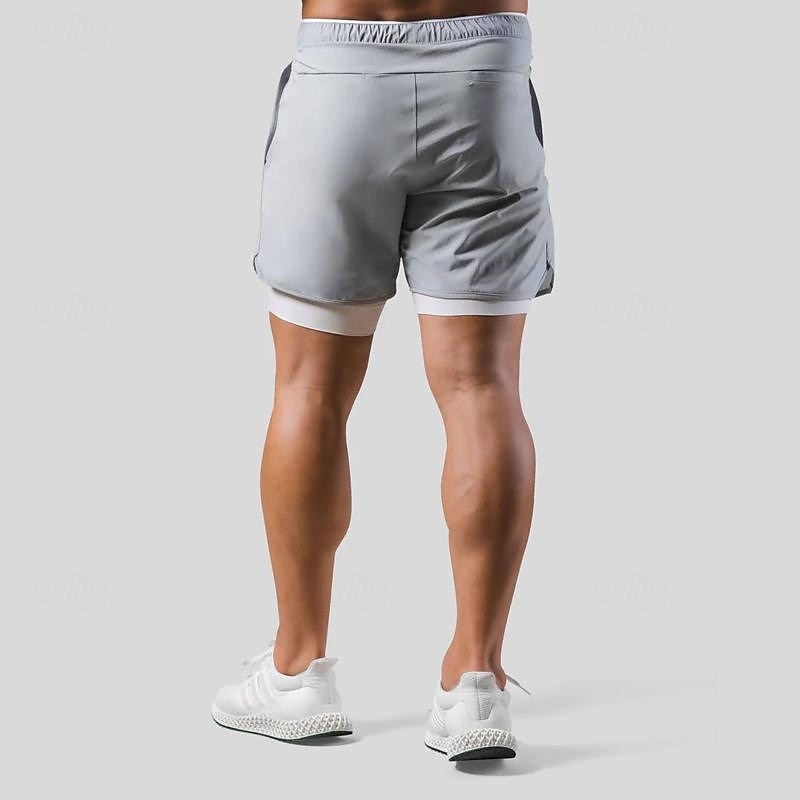 Hombre Pantalones Cortos Running Shorts de gimnasio Pantalones de chándal Correa Bolsillo 2 en 1 con forro de compresión Bermudas Interior Exterior Deporte Verano Secado rápido Ligero Suave Maratón 2026 - $20.99 –P14
