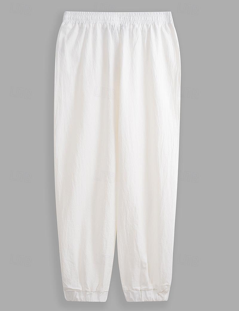 Per uomo Pantaloni di lino Pantaloni Pantaloni estivi Vita elastica Gamba dritta Alto aumento Tinta unica Comfort Traspirante Lunghezza intera Matrimonio Per eventi Festività Di tendenza Grigio verde del 2025 a $26.99 –P2