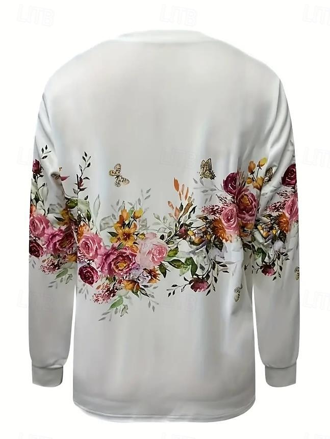 felpa con zip da donna floreale abbigliamento quotidiano sportivo cerniera a un quarto basic casual girocollo manica lunga top microelastico autunno&tessuto morbido traspirante invernale del 2025 a $27.99 –P2