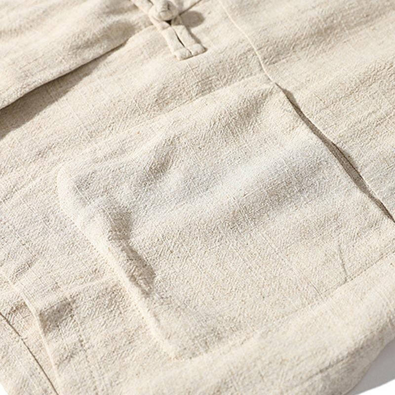 Per uomo Camicia camicia di lino Camicia con colletto cinese Camicia con colletto alla coreana Maglietta informale Camicia di cotone Liscio Da mare Strada Nero Bianco Blu Beige Maniche a 3/4 Alla del 2025 a $30.99 –P5