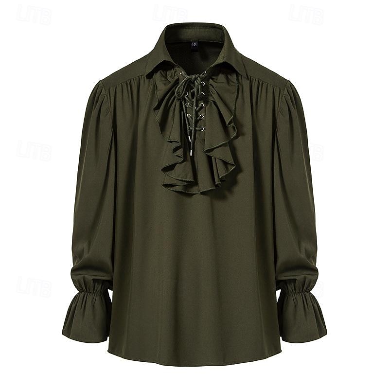 Punk og gotisk Kostymer i middelalderstil Renessanse Bluse / Skjorte Pirat Knekt Helfarge Kostyme Herre Pirat fantasi Royal Maskerade Ytelse Fest Maskerade Voksne Trøye 2026 - $12.49 –P11