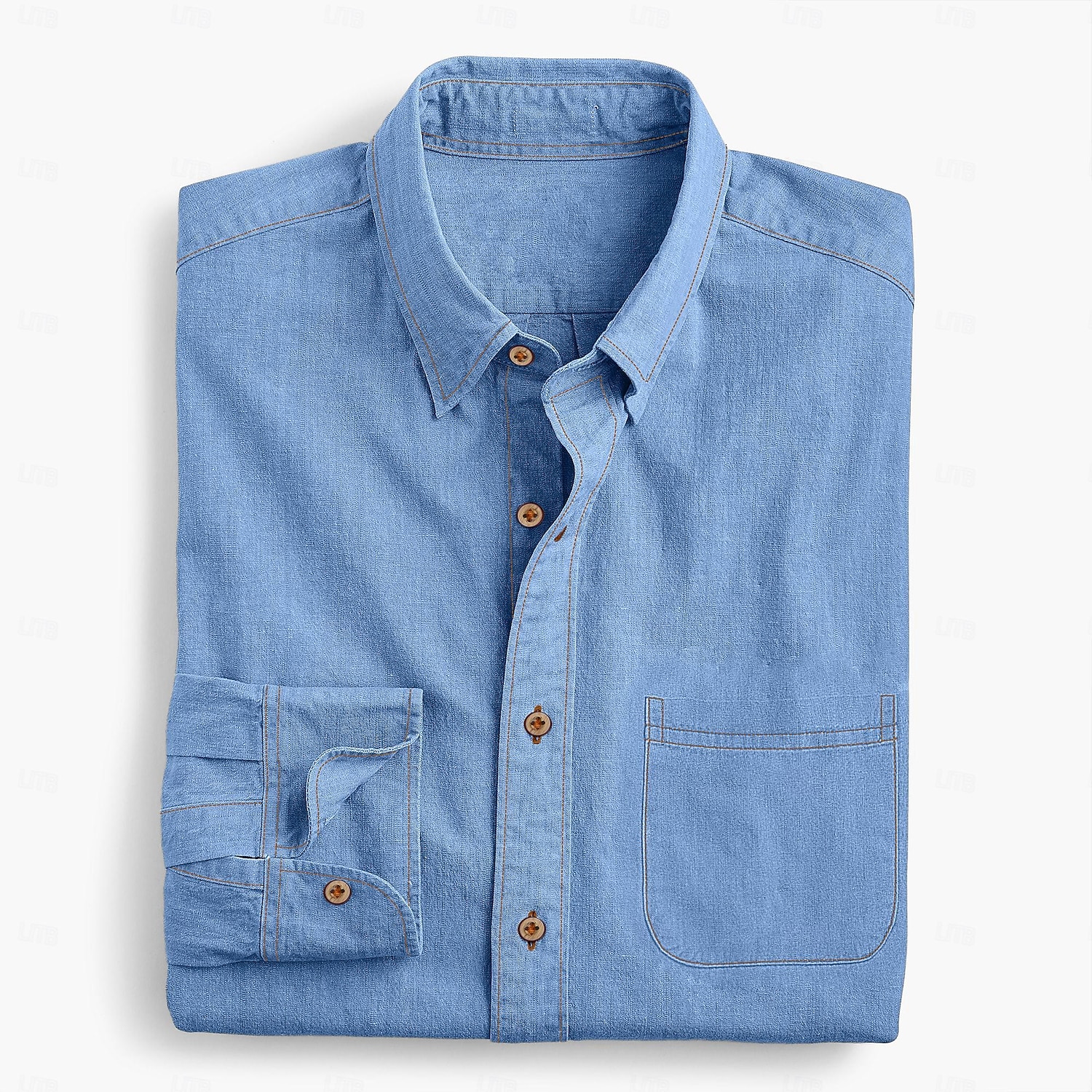 Herren Hemd Chambray-Hemd Calico-Hemd Knopfhemd Lässiges Hemd Denim Blue Schwarz Dunkel Blau Dunkelblau Langarm Glatt Kragen Täglich Urlaub Bekleidung Modisch Brautkleider schlicht 2026 - $31.99 –P1