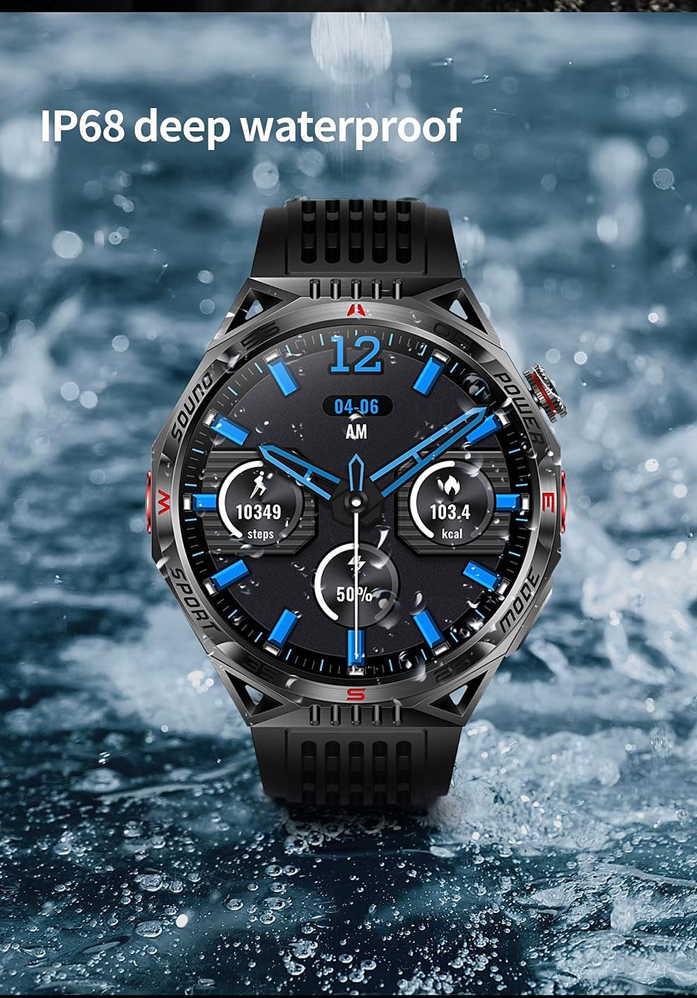 led-zaklamp smart watch heren ht28 buitensporten laserlicht bluetooth pratend kompas smart watch met 450 mah grote batterij 2025 - $59.99 –P10