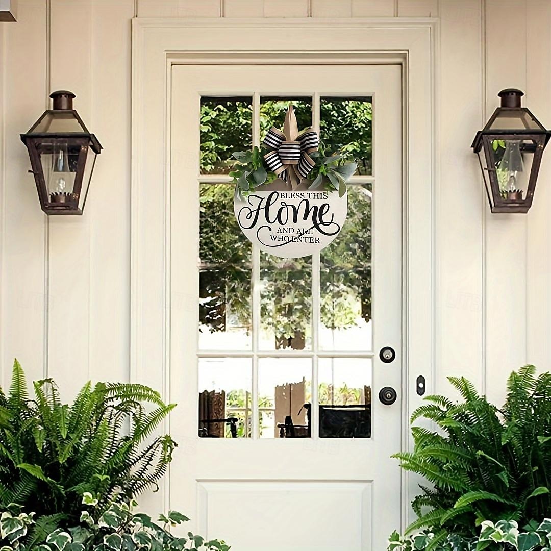1pc Crafting 12 Inches Welcome Sigh For Front Door Big Wooden Wreath Welcome Wreath Farmhouse Front Door Decoration Housewarming Gift for Home Outdoor Indoor 2025 - $13.99 –P11