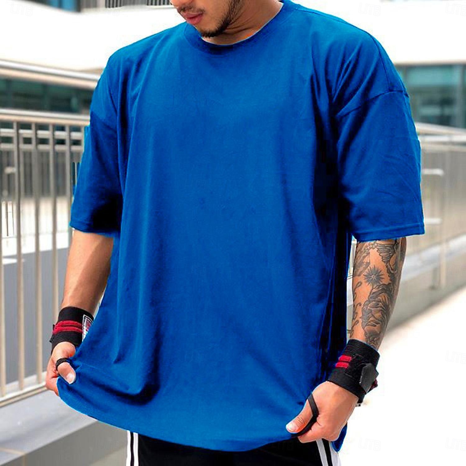 Voor heren Effen Gymshirt Trainingsshirt Hardloopshirt Zomer Lente Korte mouw Casual Sportief Katoen Sneldrogend Zacht Vochtregelerend Ademend Sportschooltraining Hardlopen Joggen Opleiding 2026 - $17.99 –P6