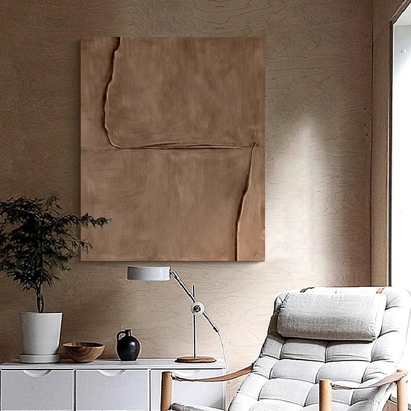 großes handgemachtes abstraktes Ölgemälde auf Leinwand handgemachte minimalistische Wandkunst moderne strukturierte braune Malerei übergroße Leinwand Malerei Kunst Raum Dekor 2025 - $125.99 –P4