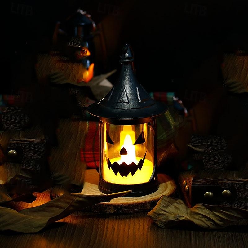 lanterna di zucca di Halloween candela elettronica luce jack o lanterna luce zucca lampada notturna lampada a vento modello smorfia atmosfera festa di Halloween decorazione 1/3/5 pezzi del 2025 a $7.99 –P3