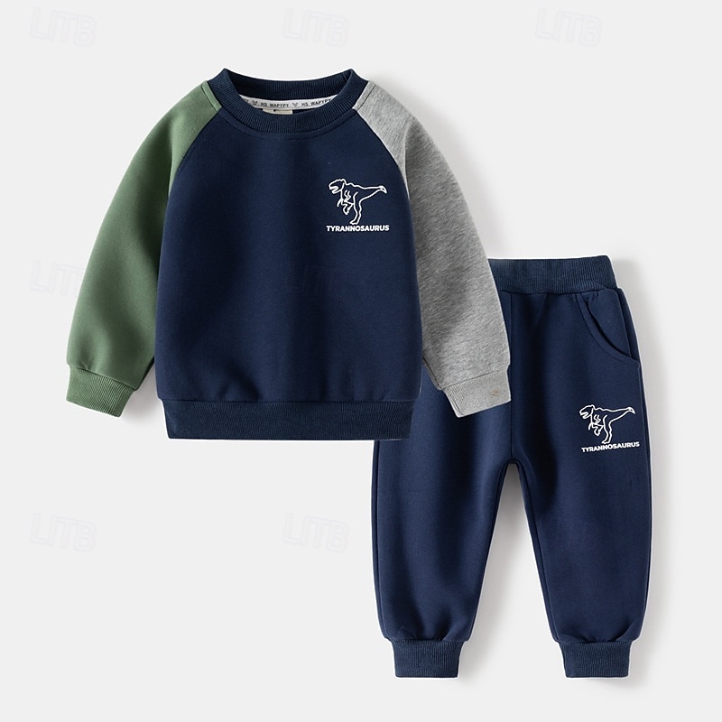Pojkar 3D Tecknat Dinosaurie Sportdräkt Träningsoveraller Sweatshirt set Långärmad Vår Höst Dagligen Ledigt Komfort Barn 4-7 år Rund hals Utomhus Semester Sport Skräddarsydd passform 2025 - $23.99 –P2