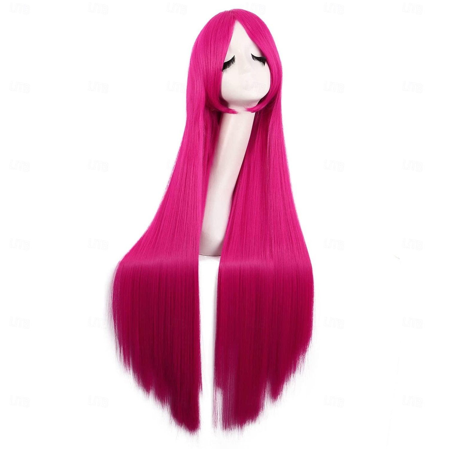 Peruca de Cosplay Longa Lisa com Franja Obliqua de 40 Polegadas 100 cm Perucas de Festa de Halloween de 2025 por GBP £10 –P7