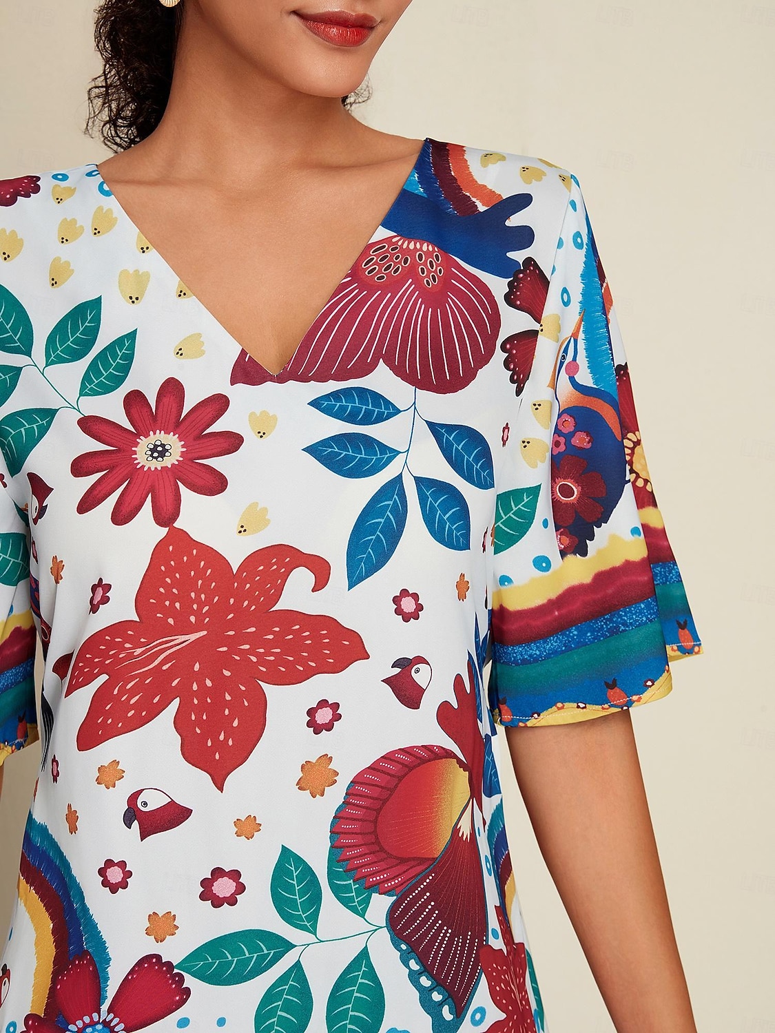 Mujer Vestido Estampado Mini vestido Blanco Media Manga Flores Estilo Floral Estampado Verano Escote en Pico Vestidos XS S M 2026 - $79.99 –P2
