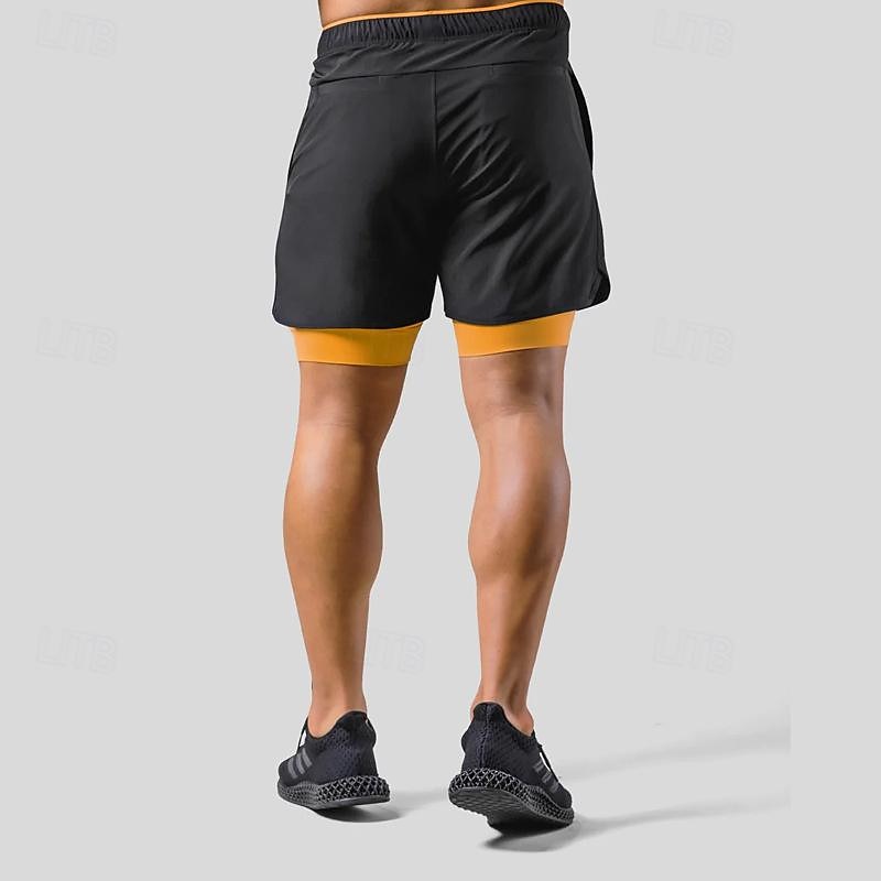 Hombre Pantalones Cortos Running Shorts de gimnasio Pantalones de chándal Correa Bolsillo 2 en 1 con forro de compresión Bermudas Interior Exterior Deporte Verano Secado rápido Ligero Suave Maratón 2026 - $20.99 –P10