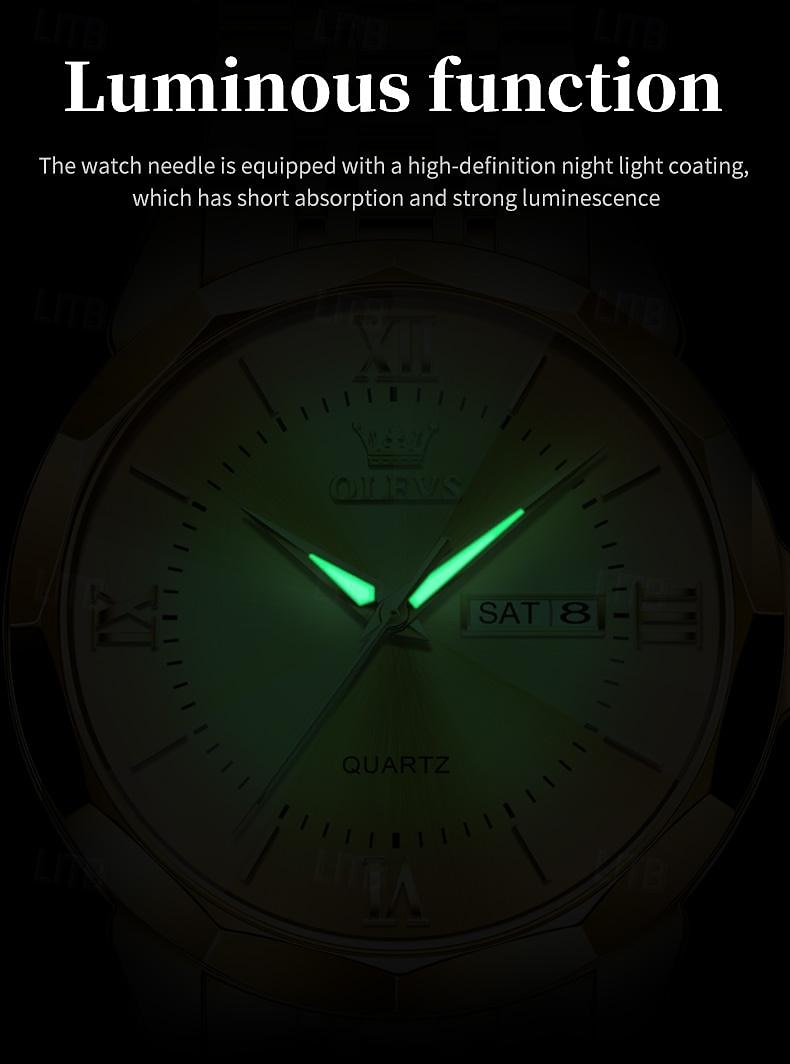 Часы OLEVS Мужские Кварцевые Роскошные Большие Циферблат Модные Бизнес Светящиеся Календарь Дата Водонепроницаемые Часы С Ремешком Из Нержавеющей Стали 2026 - $39.99 –P10