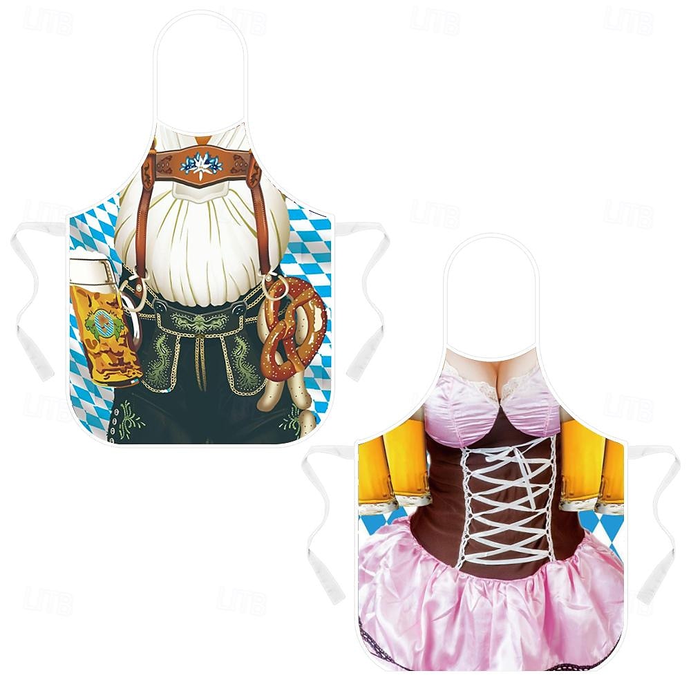 páry 2ks oktoberfest pivní zástěra dirndl trachtenkleider potisky legrační kostým oktoberfest pár bavorský kostým tradiční styl wiesn karneval látková zástěra halloween karneval 2025 - CAD $11.99 –P4