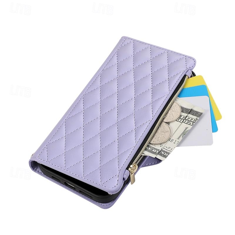 Phone Case For Samsung Galaxy iPhone 16 iPhone 15 Pro Max Plus iPhone 14 13 12 11 Pro Max Plus Mini Wallet Case with Stand Holder Magnetic Zipper Retro TPU PU Leather 2025 - $21.99 –P13
