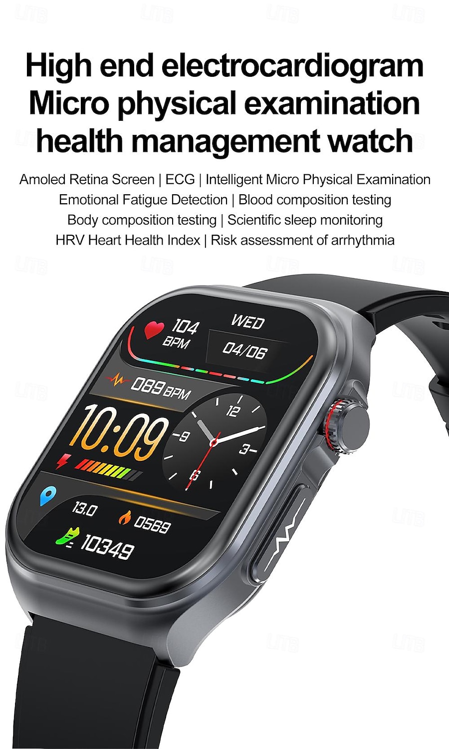 iMosi ET585 Slimme horloge 2.04 inch(es) Smart horloge Bluetooth ECG + PPG Temperatuurbewaking Stappenteller Compatibel met: Android iOS Dames Heren Handsfree bellen Waterbestendig Mediabediening IP68 2025 - $74.99 –P1