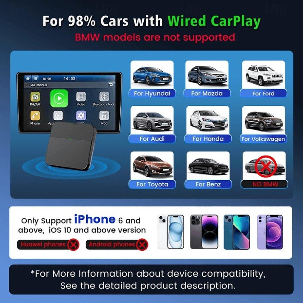 Carlinkit 0.027kg No Gioco senza fili Wi-Fi Plug-and-Play per Universali del 2025 a $61.99 –P5