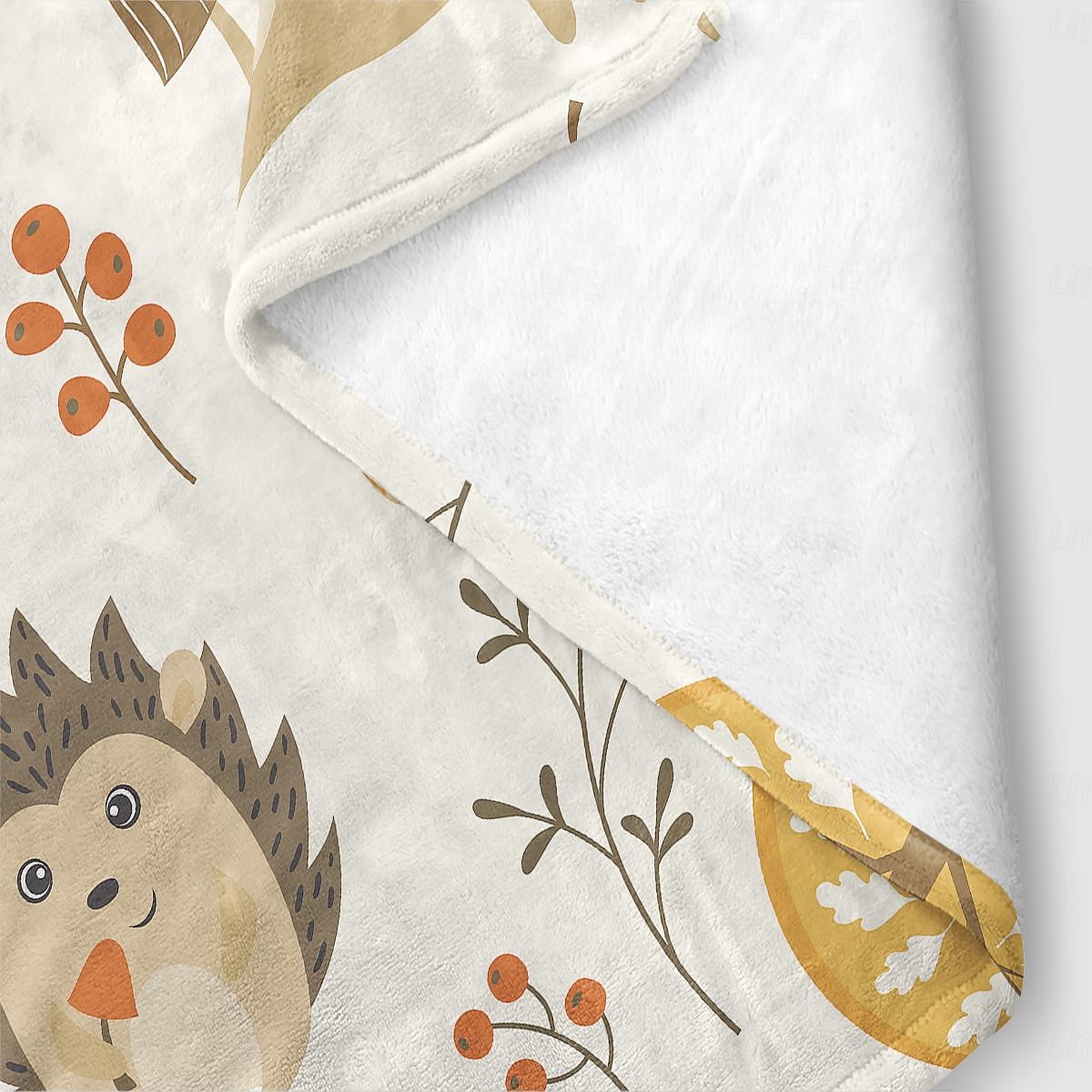 Autumn Animal Flannel Blanket - Soft and Cozy Fabric - Warm and Comfortable Design - Perfect for Fall Home Decor and Snuggling - Ideal for Sofa or Bed 2025 - $27.99 –P10