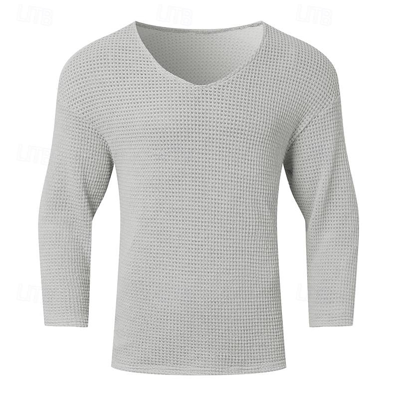 Per uomo Maglietta Maglietta a Maglia Camicia a Maniche Lunghe Manica Lunga Scollo a V Primavera & Autunno Semplice Moda Designer Essenziale Lavoro a maglia Vacanza Streetwear Uscire Nero Blu marino del 2025 a $21.99 –P12