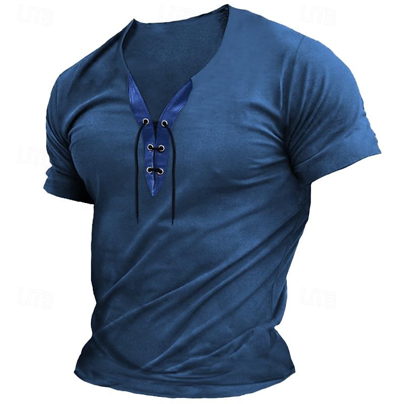 Per uomo Maglietta Maglia Henley Manica Corta Scollo a V Primavera & Estate Semplice Moda Designer Essenziale Allacciato Vacanza Streetwear Uscire Esercito verde Grigio scuro Nero Maglietta Top per del 2025 a $17.99 –P5