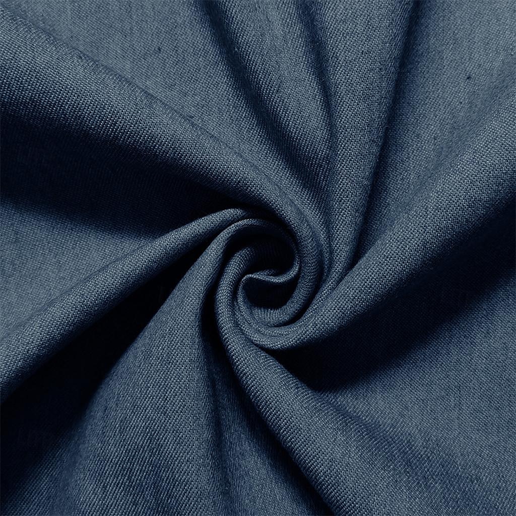 Męskie Koszula Koszula Chambray Koszula Calico Letnia koszula Dżinsowa koszula Granatowy Ciemnoniebieski Jasnoniebieski Krótki rękaw Jednokolorowe Stójka Codzienny Święto Ściągana na sznurek Odzież 2026 - $24.99 –P7