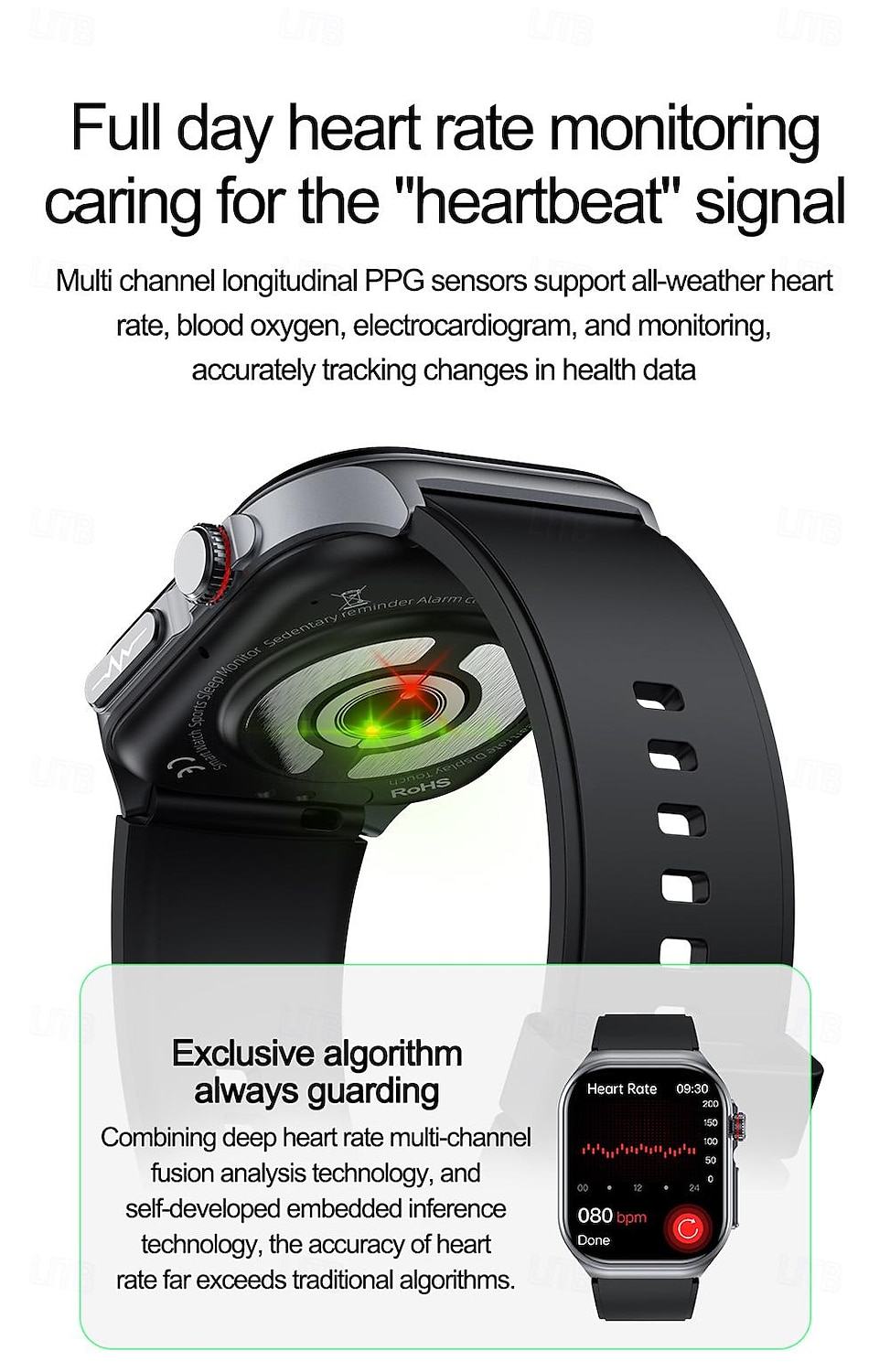 iMosi ET585 Slimme horloge 2.04 inch(es) Smart horloge Bluetooth ECG + PPG Temperatuurbewaking Stappenteller Compatibel met: Android iOS Dames Heren Handsfree bellen Waterbestendig Mediabediening IP68 2025 - $74.99 –P3