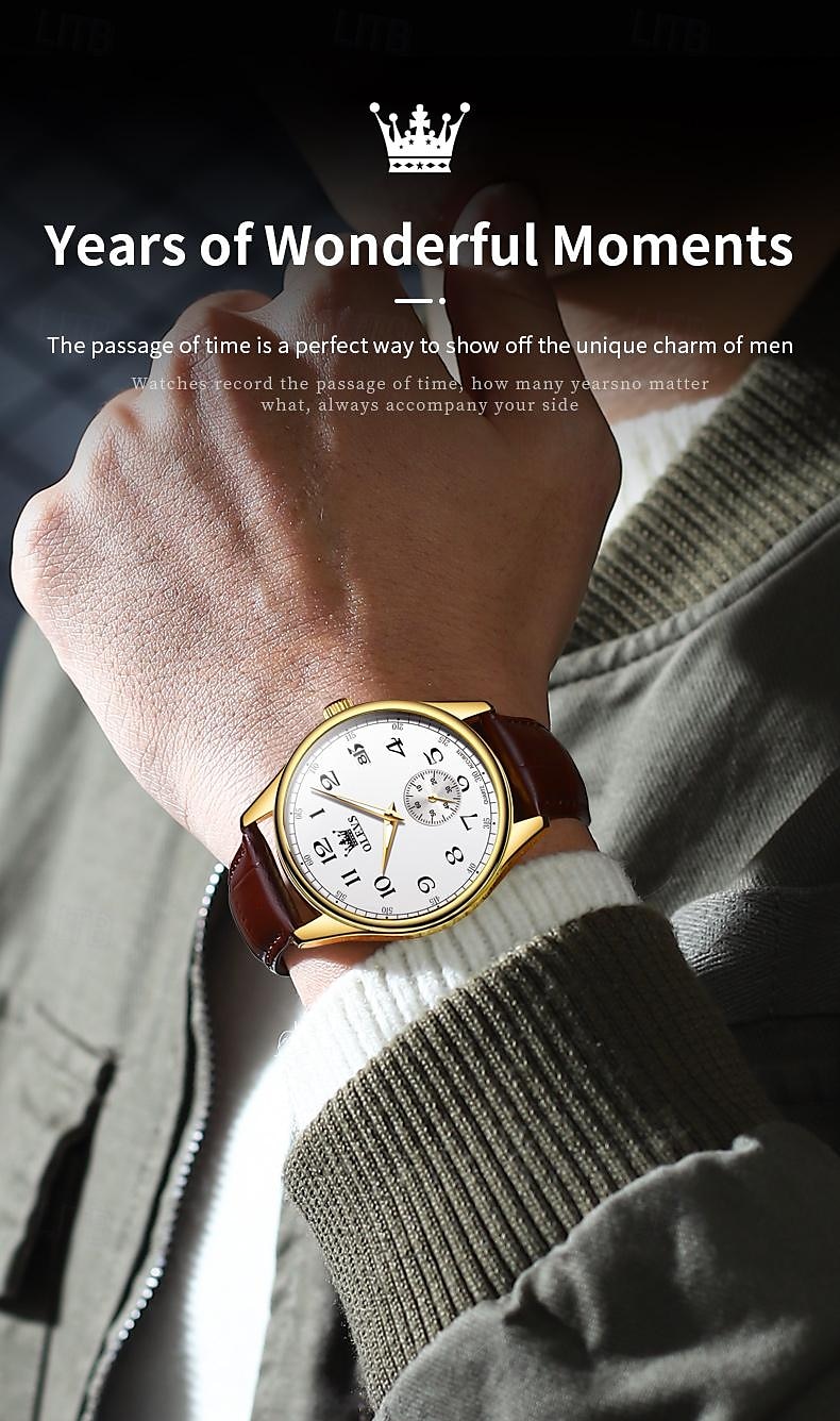 OLEVS Мужчины Кварцевые Минималистский Мода Наручные часы Светящийся Календарь ЗАЩИТА ОТ ВЛАГИ Украшение Кожа Часы 2026 - $28.99 –P3