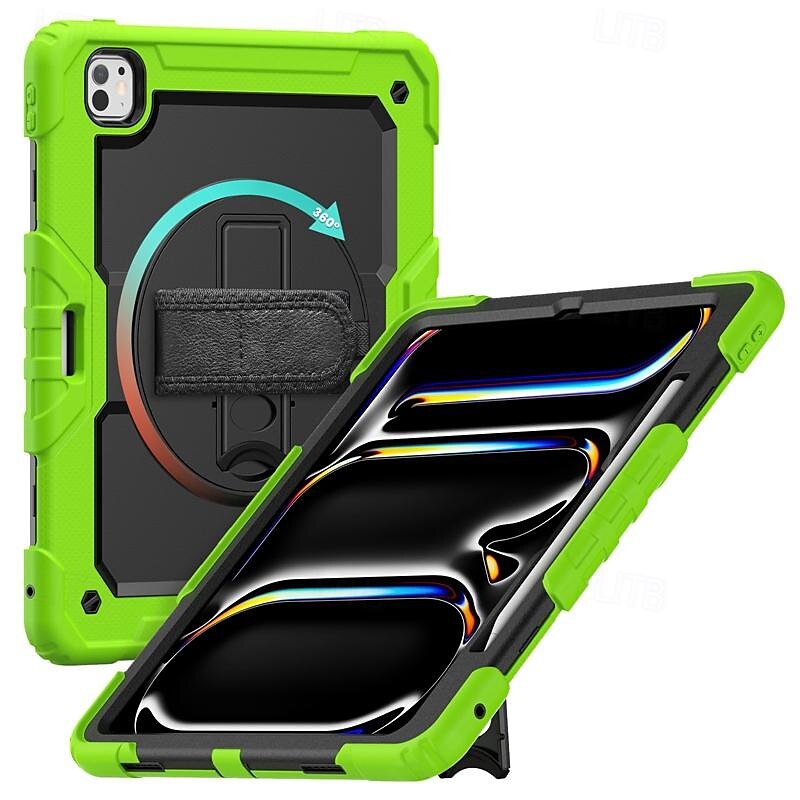 Tablet Case Cover For Apple iPad Air 11"(2024) iPad Air 13"(2024) iPad Pro 11"(2024) iPad Pro 13"(2024) Portable Handle Pencil Holder Armor PC Silicone 2025 - $45.99 –P8