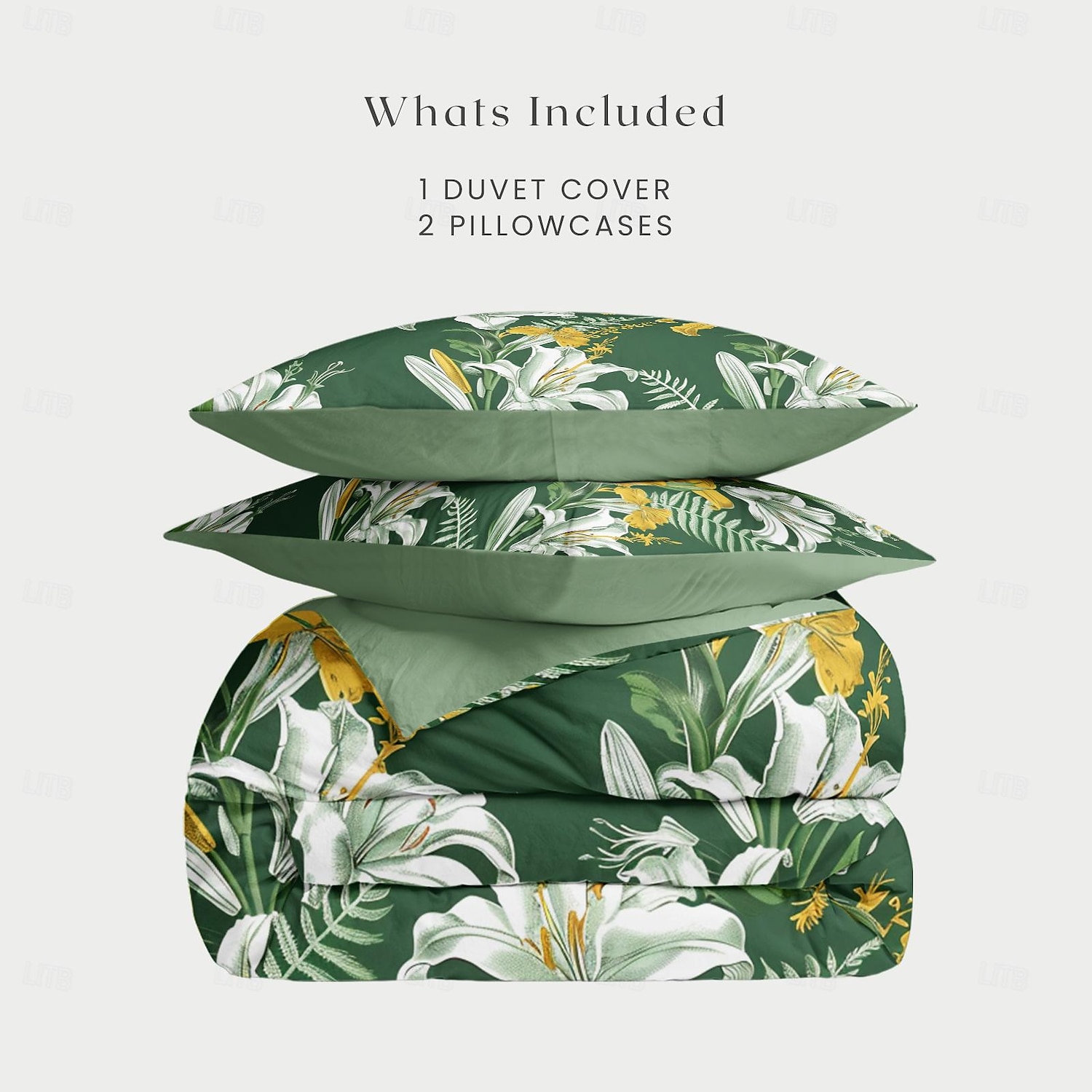 Conjunto de edredom de 3 peças com estampa de lírio branco, para quarto de hotel, quarto de hóspedes, conjunto confortável, 1 capa de edredom, 2 fronhas de 2025 por $60.99 –P12