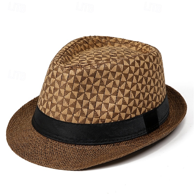 Herre Kentucky Derby Hat Solhatt Bowlerhatt Svart Kakifarget Lakris Mote Fritid Gate Daglig Fargeblokk Geometrisk Solkrem Pustende 2025 - $7.99 –P1