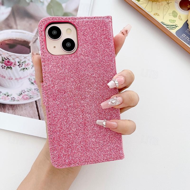 Phone Case For Samsung Galaxy iPhone 16 iPhone 15 Pro Max Plus iPhone 14 13 12 11 Pro Max Plus Mini SE Wallet Case for Women Girl with Stand Holder Magnetic Bling Glitter Shiny Flower Floral TPU 2025 - $28.99 –P3