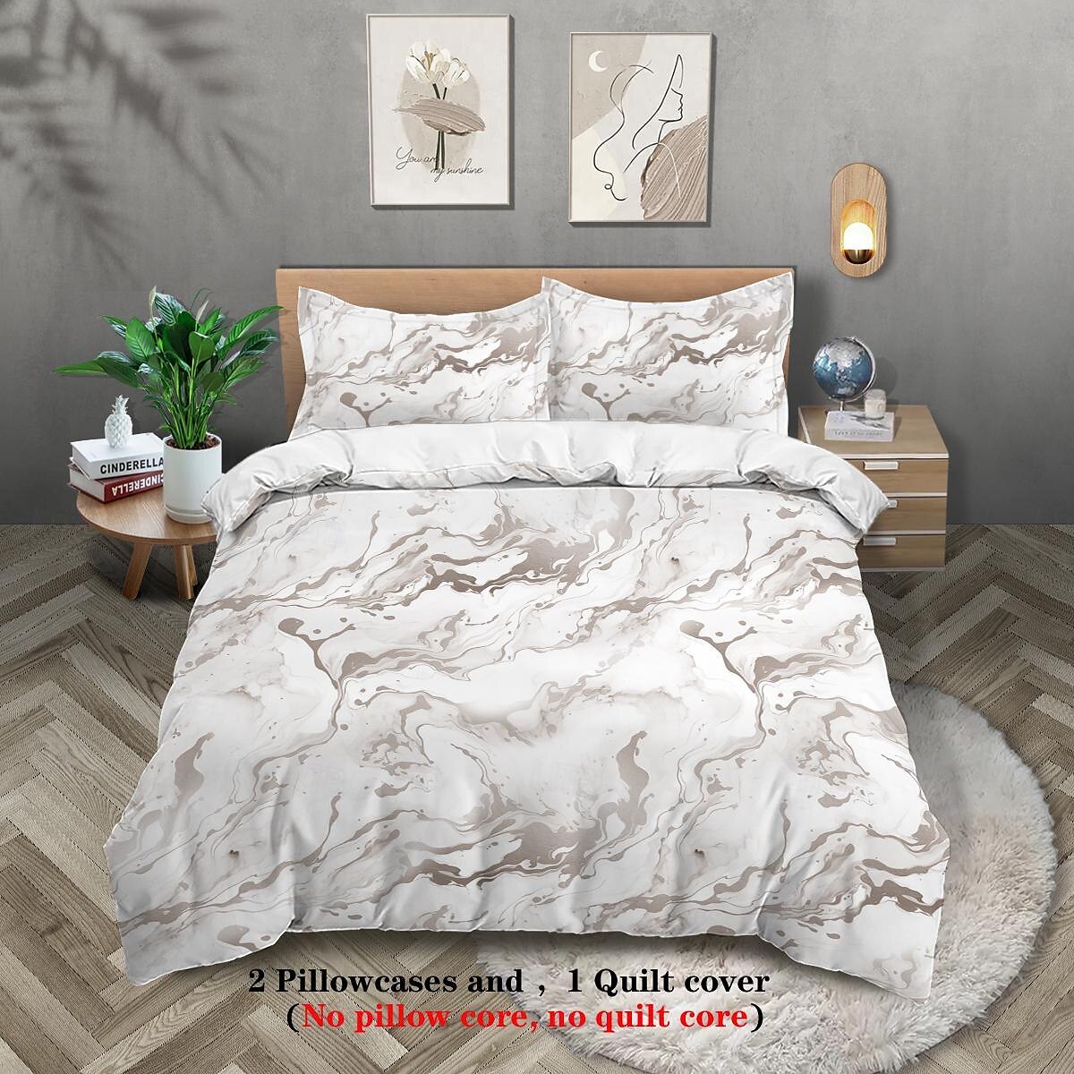 conjunto de capa de edredão com textura de mármore abstrato - inclui capa de edredão e fronhas - design elegante e moderno - tecido macio e confortável - perfeito para adicionar um toque de luxo à de 2025 por $41.99 –P8