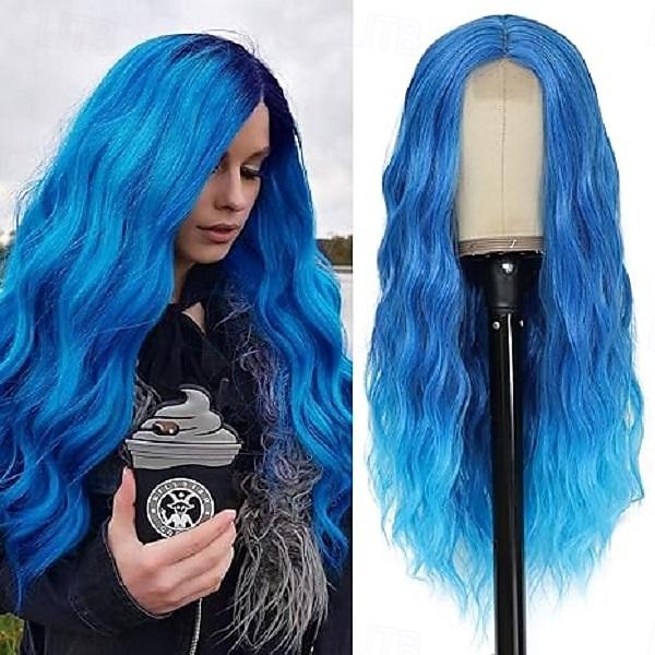 Rosa parykk - Lange rosa bølgete parykker kvinner midtparti pastell rosa parykk 26 tommer naturlig krøllete syntetisk parykk varmeresistent fiberparykker daglig festbruk Halloween-parykker 2025 - $20.99 –P4