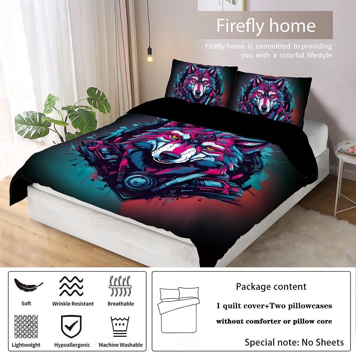 Cyberpunk Style Sci-Fi Animal Duvet Cover Set Includes Duvet Cover and Pillowcases Futuristic and Vibrant Design Soft and Durable Fabric Perfect for Adding an Edgy Touch to Your Bedroom Decor 2025 - $41.99 –P13