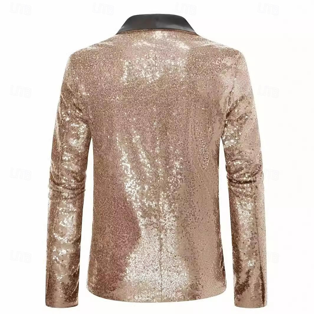 Man Blazer Verjaardagsfeest Feesten & Uitgaan Zoet Herfst winter Pailletten Lovertje Glanzend Bruiloft Enkele rij knopen Blazer Zilver Paars Goud 2025 - $61.99 –P12