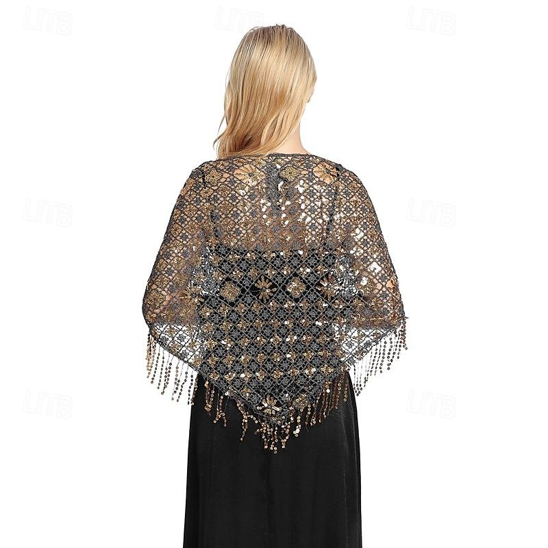 Châle triangle à paillettes pour femmes, enveloppe à franges, cape de soirée, châle de mariée, écharpe pour robes de soirée, fête de 2025 ? $14.99 –P7