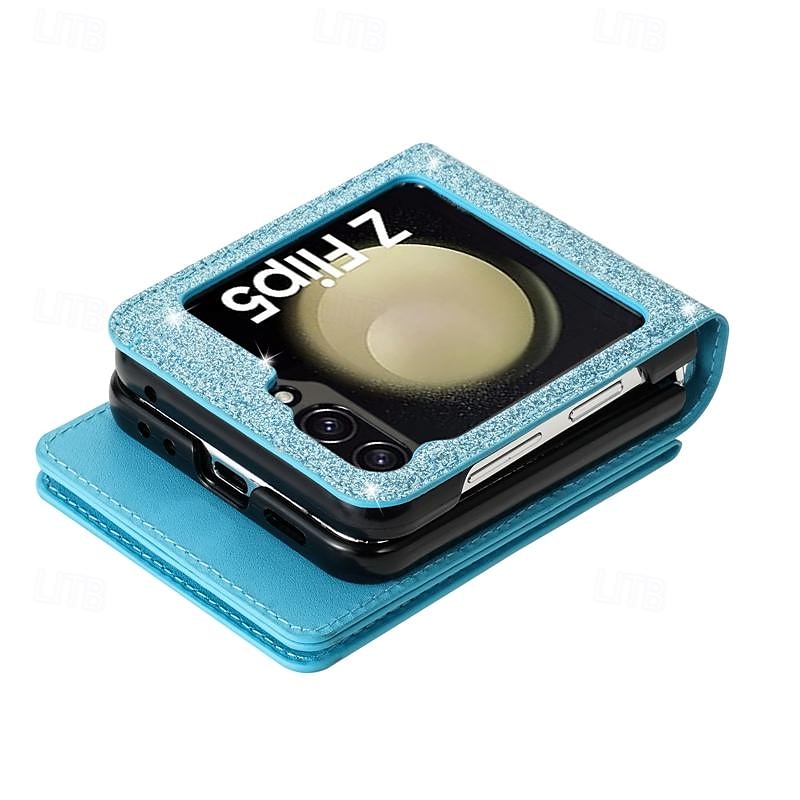 2025年 電話 ケース 用途 サムスンのギャラクシー Zフリップ7 Zフリップ6 Z Flip 5 Z Flip 4 Z Flip 3 フリップカバー ジッパ- ストラップ付き ブリンブリングリッターシャイニー レトロ風 PC PUレザー コレクション – $25.99 –P16