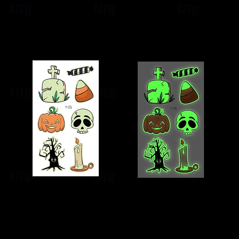Autocollants de tatouage lumineux en toile d'araignée d'halloween, 10 pièces, autocollants de visage de fête de festival lumineux de dessin animé de 2025 ? $14.49 –P16