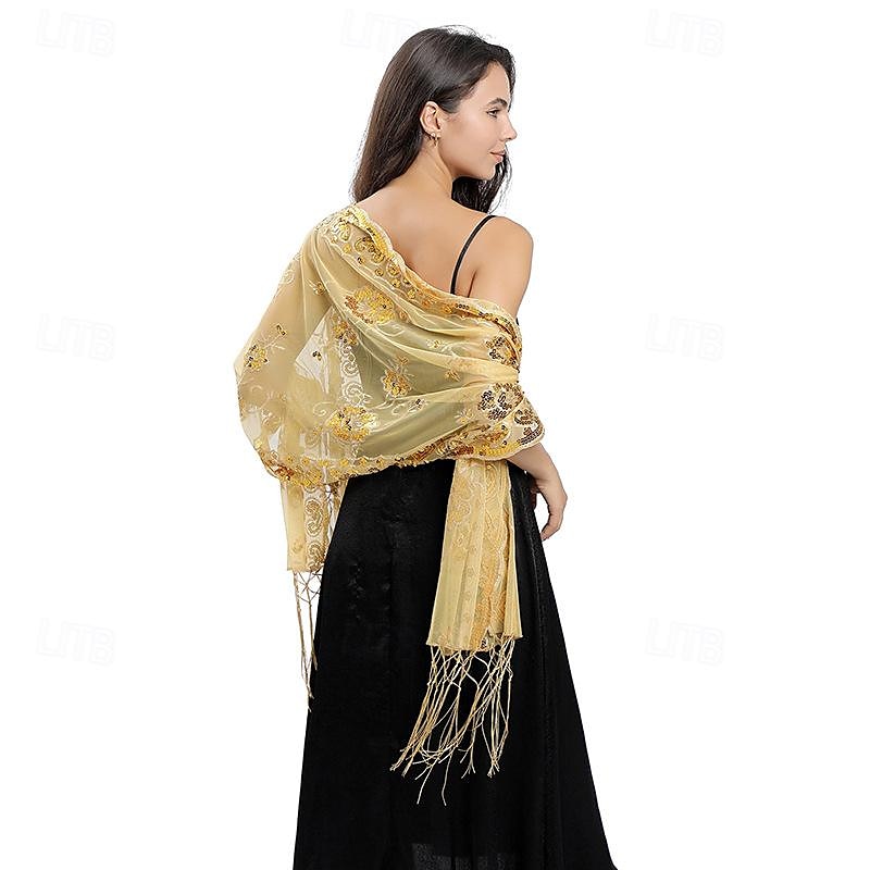 lange sjalomslag for kvinner fra 1920-tallet, kveldssjal med paljetter for kvinner formell/fest/bryllup/formell/harlem night 2025 - $27.99 –P21